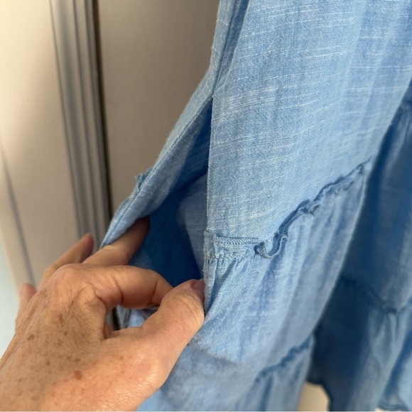 Reba Dress Light Blue Ruffles Pockets Western L - Picture 6 of 10